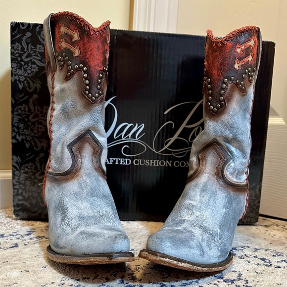 DAN POST LUCIANA ON HOLD GOR BBAB Gray Distressed 9.5M Cowgirl Boot Western - Picture 2 of 13
